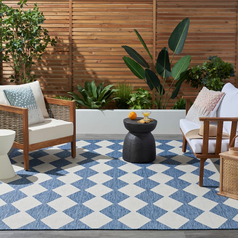 Nourison Positano Indoor/Outdoor Geometric Area Rug - 8'x10' - Navy/Blue