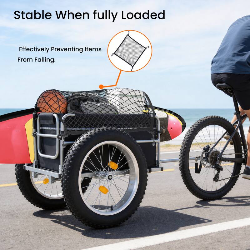 23"x4.0 Fat Tires Bike Cargo Trailer, 150LBS Load Capacity Heavy-Duty Bicycle Wagon Cart, Foldable Compact Storage