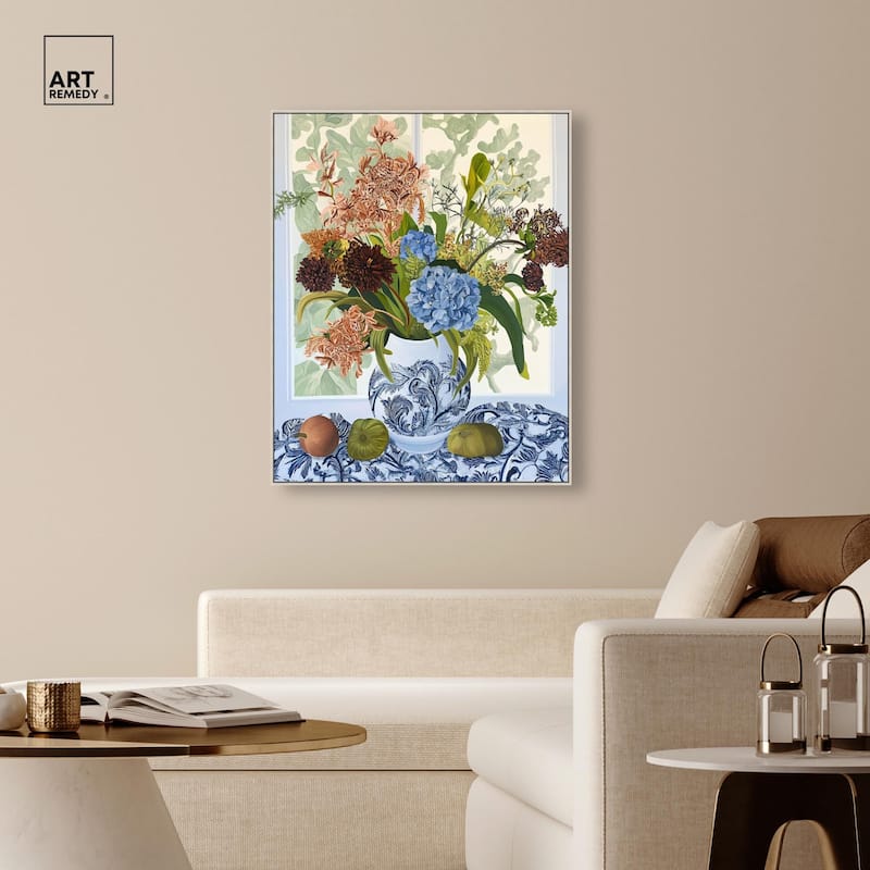 Blue Vase Bounty Canvas by Art Remedy