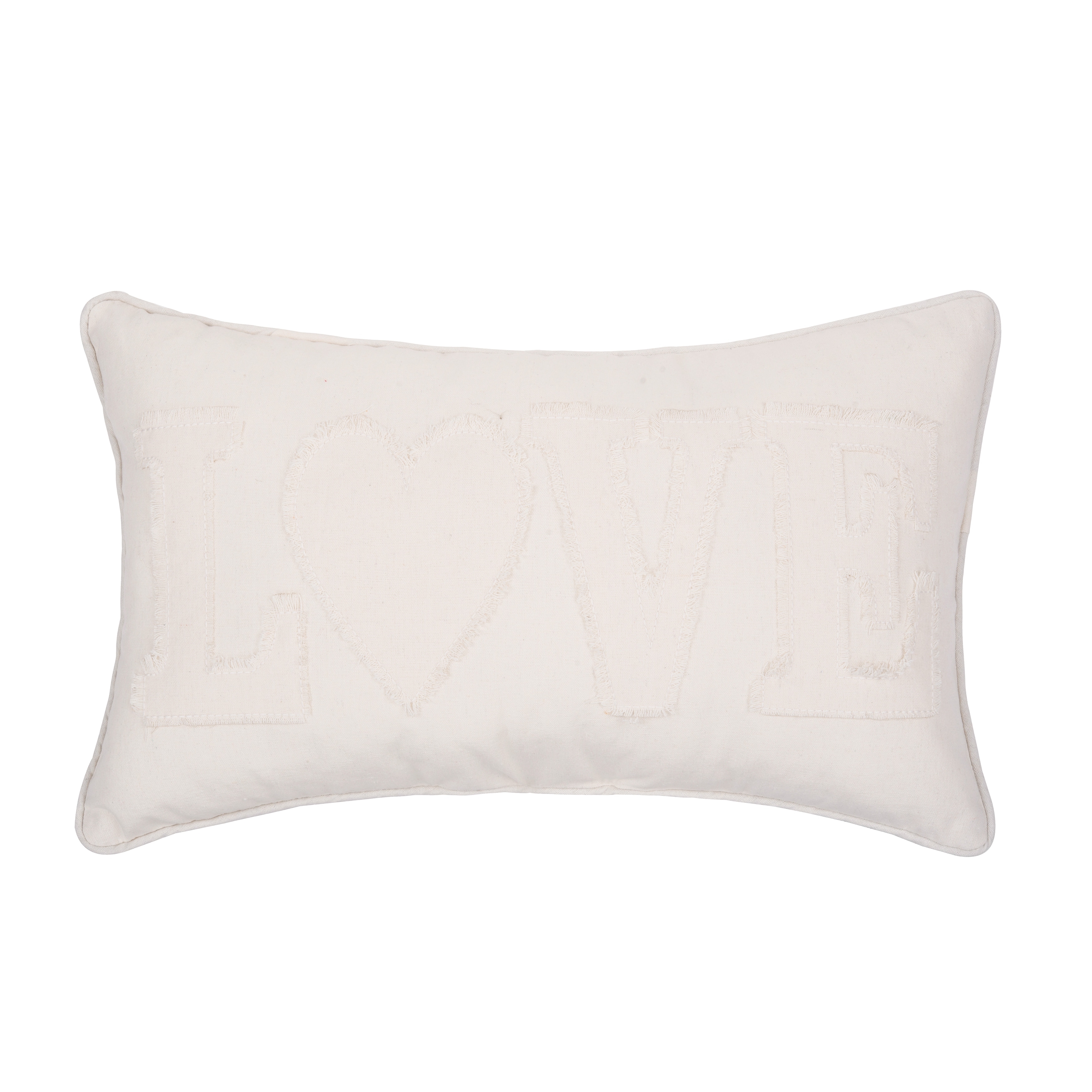 12" x 20" Valentine's Day White "Love" Applique Accent Throw Pillow