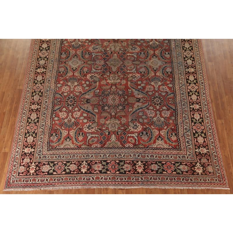 Pre-1900 Antique Floral Mahal Persian Area Rug Handmade Wool Carpet - 9'2"x 12'10"
