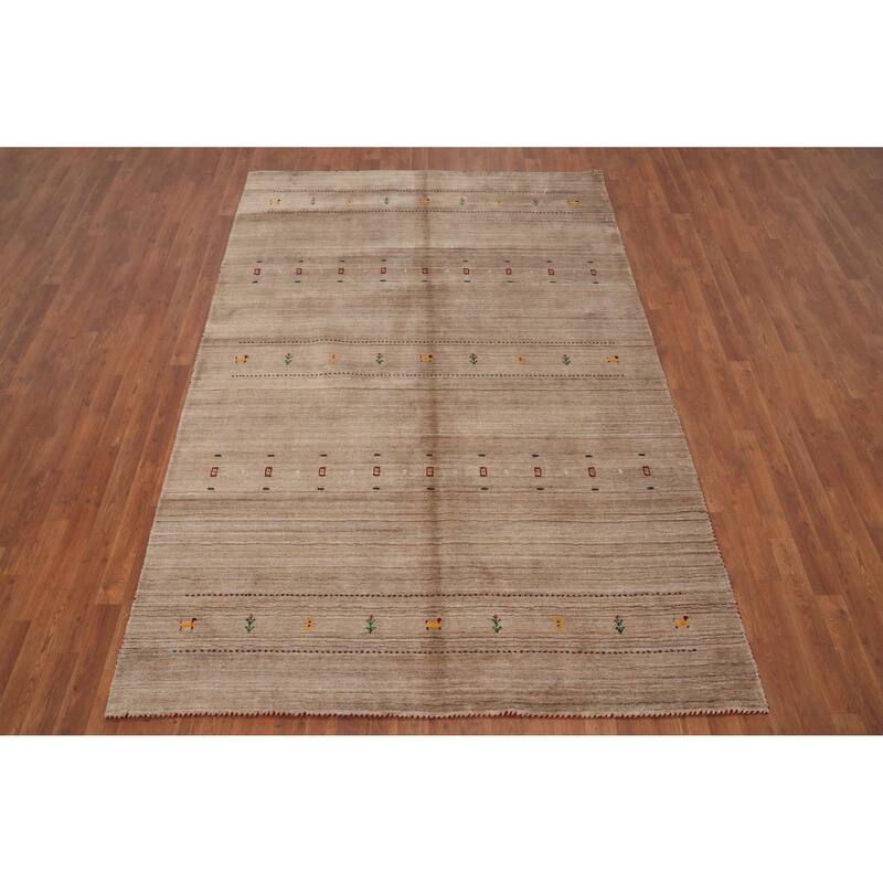Hand Knotted Oriental 100% Wool Carpet Tribal Animal Pictorial Brown Gabbeh Area Rug - 8' 10'' X 5' 10''