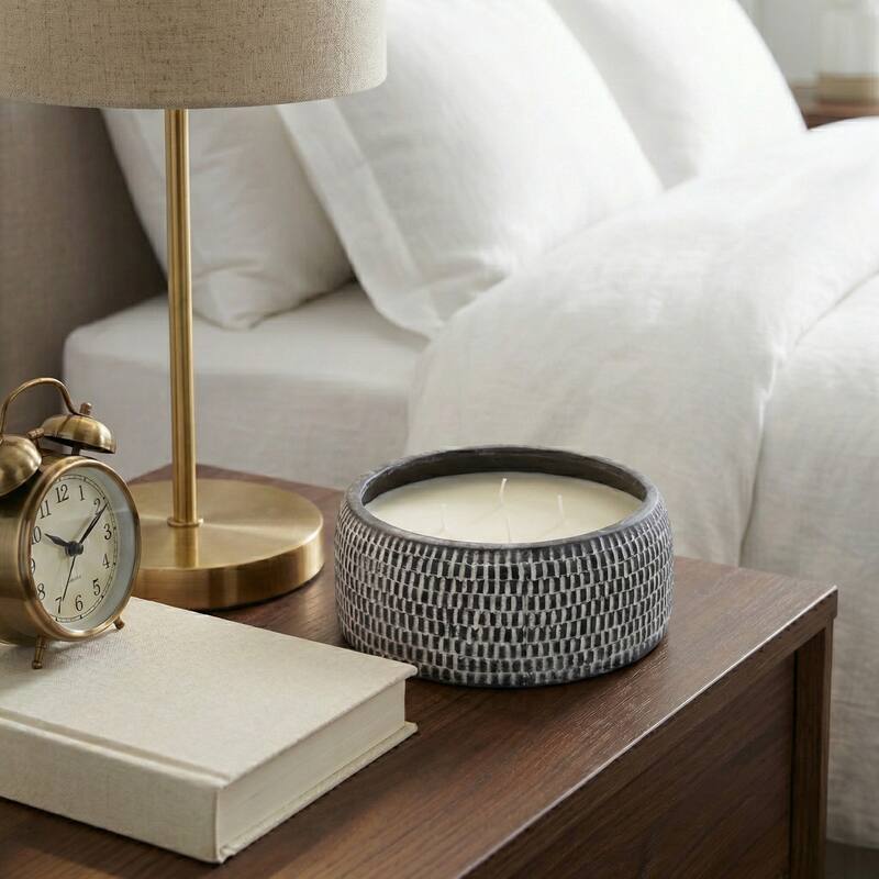 Decorative Textured Ceramic Neroli and Basil Scented Candle