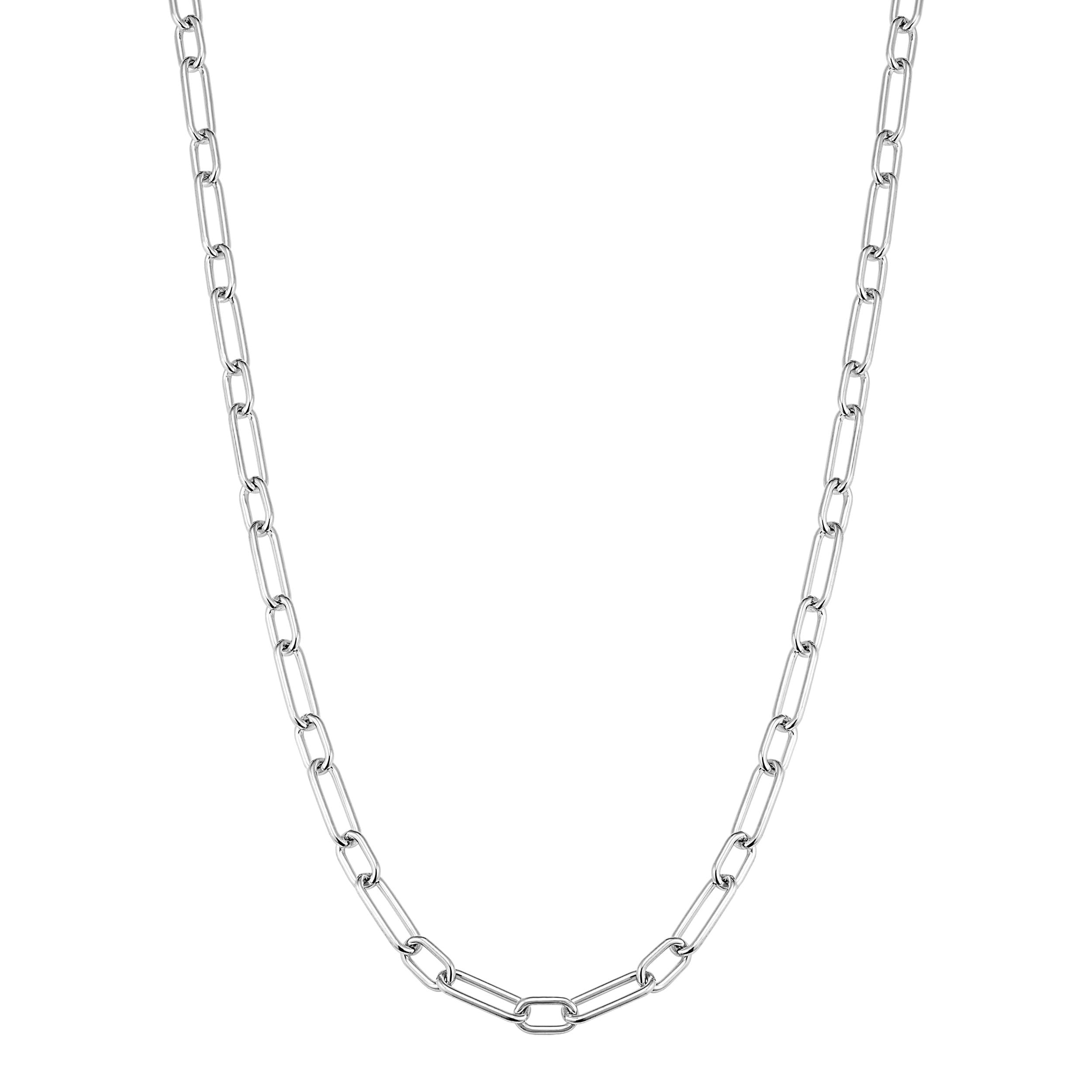 Au Naturale Sterling Silver Rhodium Plated Italian Paperclip Teardrop Lock Necklace