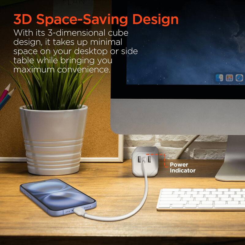 HyperGear Cube Multi-Port Power Strip Extension Cord