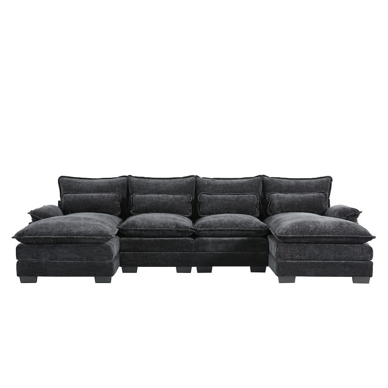 Modern Modular U-shaped Sectional Sofa, Chenille Cloud Couch Set