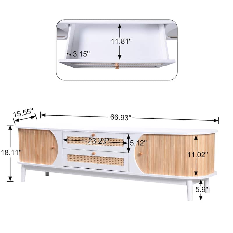 Rattan TV Stand for TVs up to 75''