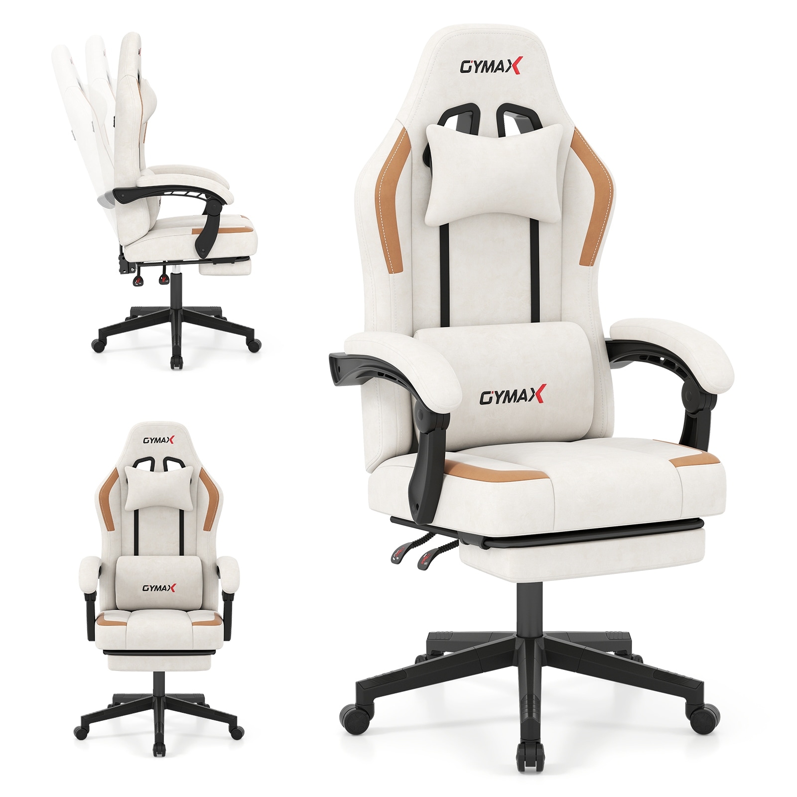 Gymax Gaming Chair w/ Headrest Reclining Backrest Lumber Support