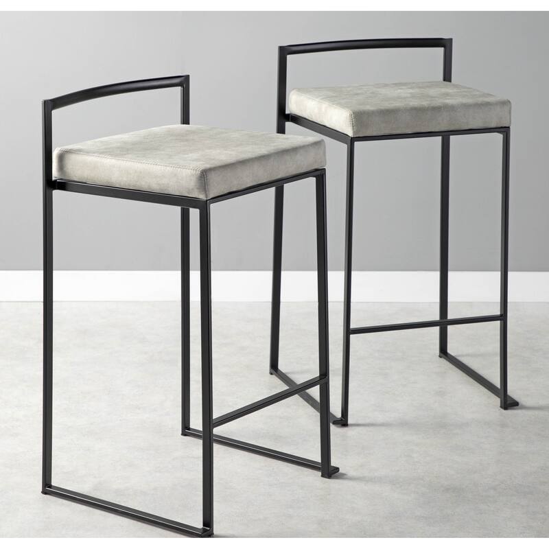 Porch & Den Forrest Black Stackable Fully Welded Counter Stool (Set of 3)