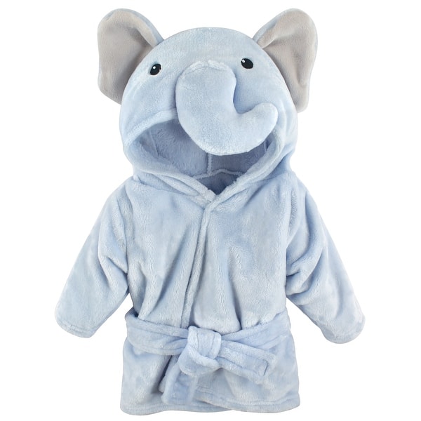 slide 1 of 1, Hudson Baby Infant Boy Plush Animal Face Bathrobe, Blue Elephant, 0-9 Months - Blue Elephant - 0-9 Months 0-9 Months - Blue Elephant
