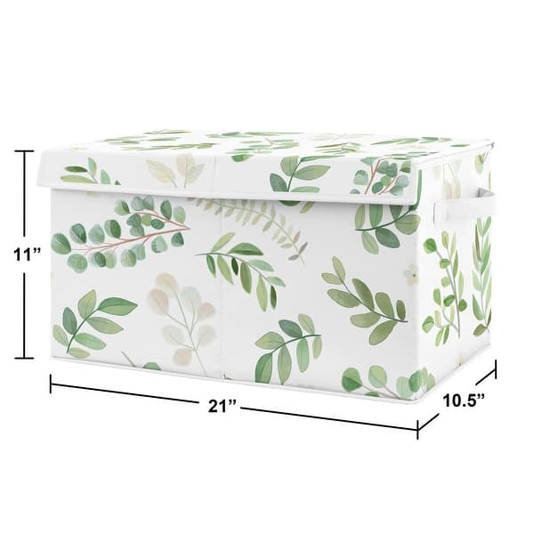 Floral Leaf Collection Girl Kids Fabric Toy Bin Storage - Green and White Boho Watercolor Botanical Woodland Tropical Garden