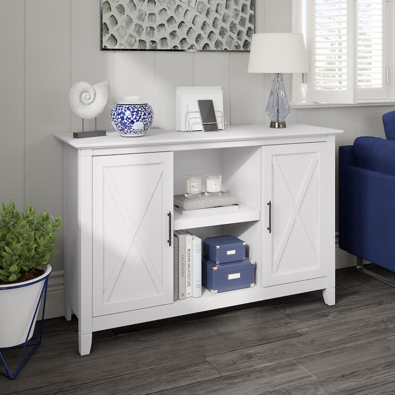 Key West Accent Cabinet with Doors by Bush Furniture - Pure White Oak