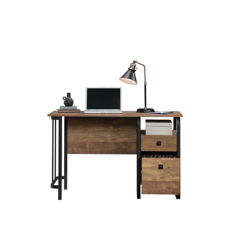 Wood Desk with Organized Storage, Oak