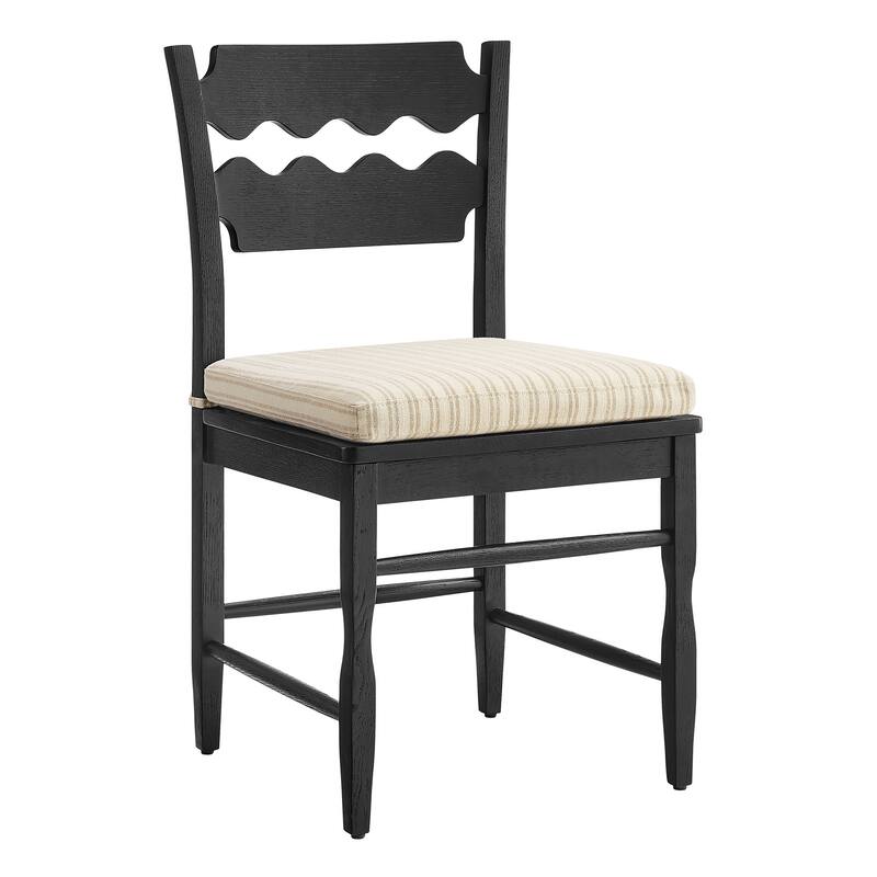 Jax Oak Wood Dining Chair With Wavy Razor Back and Cushion
