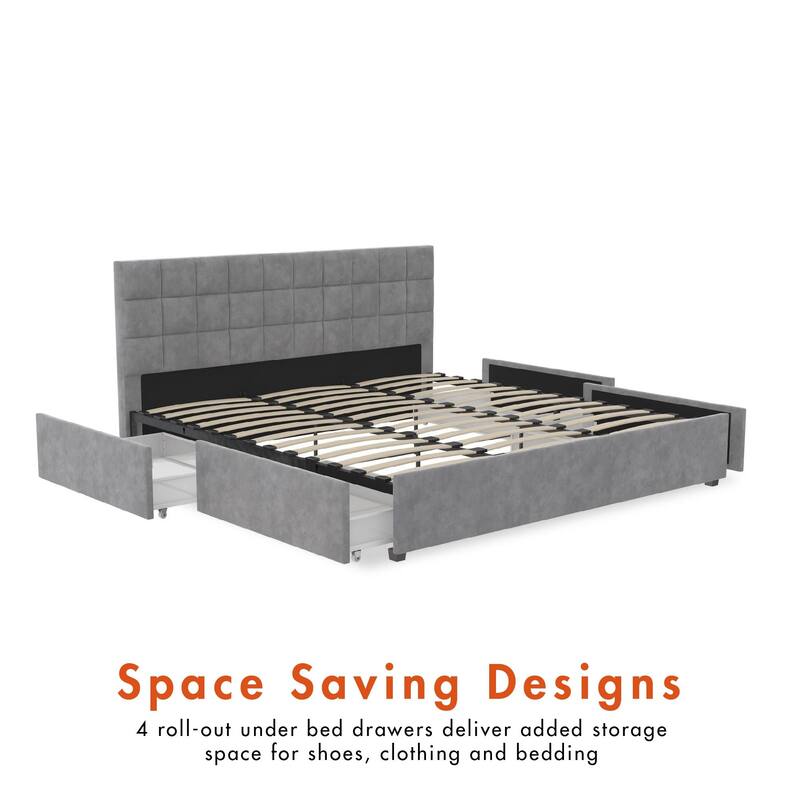 CosmoLiving Serena Upholstered Bed with Drawers
