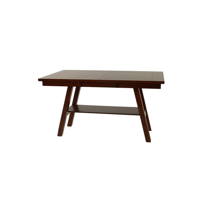 Dining Table Rectangle Dining Table w Shelve 1pc Counter Height Table Only Rubber wood Dark Walnut Finish Dining Room Fu