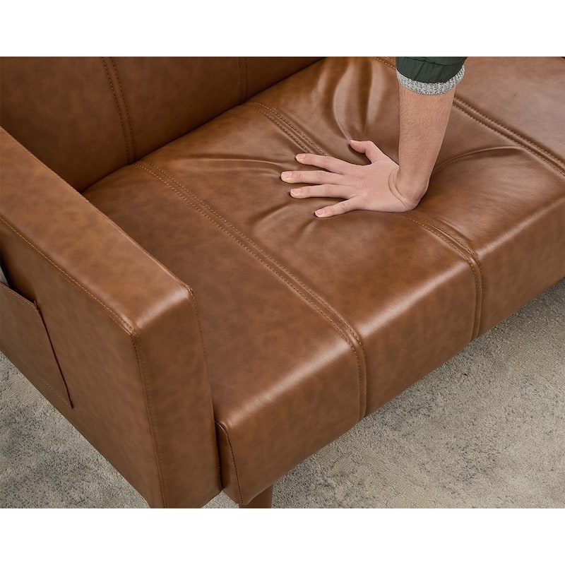 75" Futon Sofa Bed, Mid-Century Modern Futon Couch, Convertible Sleeper Sofa