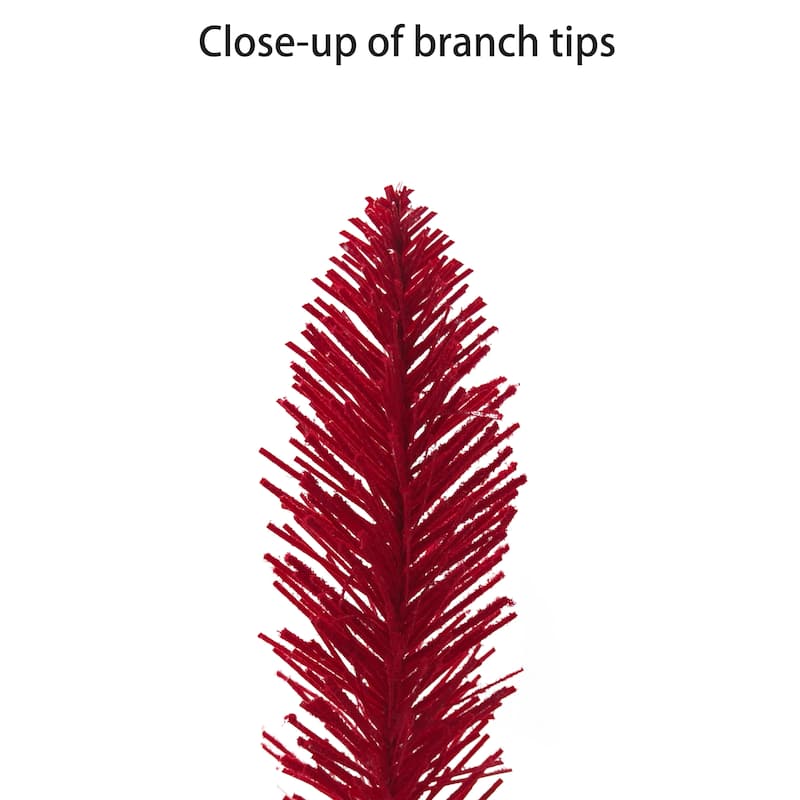 Puleo International 4.5' Pre-Lit Artificial Flocked Fashion Red Tree