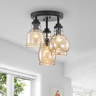 Mariana 3-Light Flush Mount with Cognac Glass Shade
