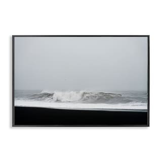 Stupell Black Sand Beach Waves Framed Giclee Art Design By Jade Sharp ...