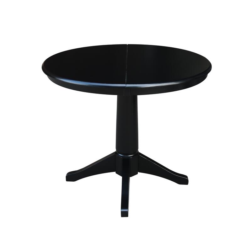 36" Round Top Dining Table with 12" Leaf - Black