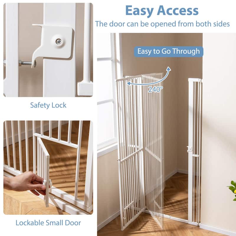 Costway 59"/67.5" Extra Tall Pet Gate with 30.5”-41” Width & 2 - White