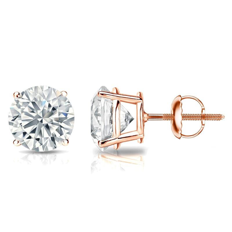 Auriya 1 3/4ctw Round Diamond Stud Earrings 14K Gold GIA Certified