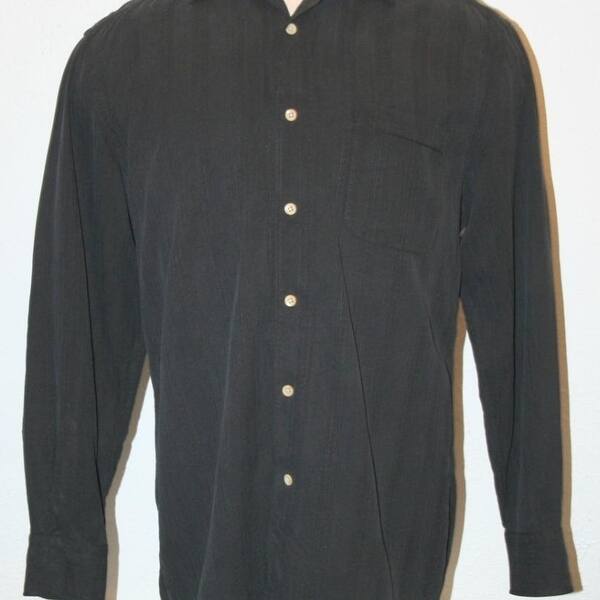 Shop Tommy Bahama Black Casual Shirt Medium 100 Silk Chest 46 L