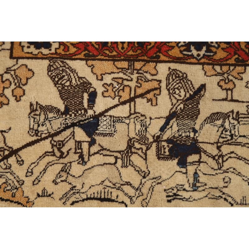 Pre-1900 Antique Vegetable Dye Kashan Mohtasham Persian Rug - 4'9"x 6'10"