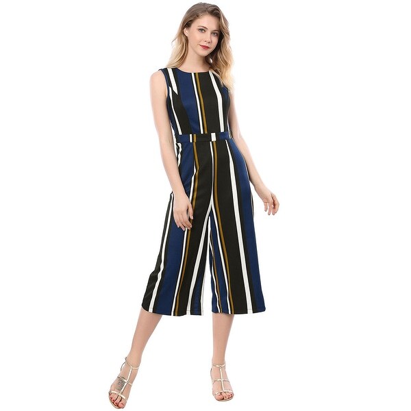 round neck striped jumpsuit