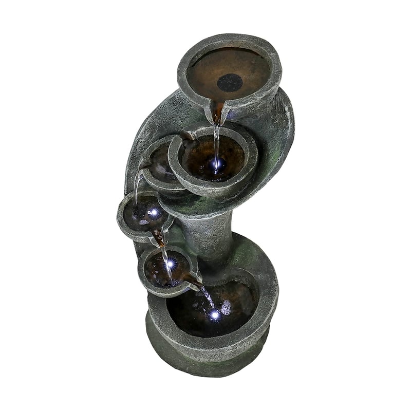 23.8''H Outdoor Water Fountain with LED Curved Indoor Fountain