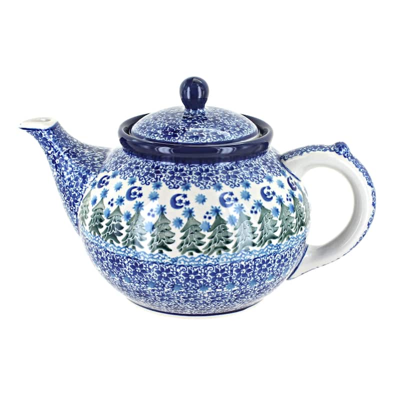 Blue Rose Polish Pottery 60 Ceramika Artystyczna Medium Teapot - Evergreen Magic