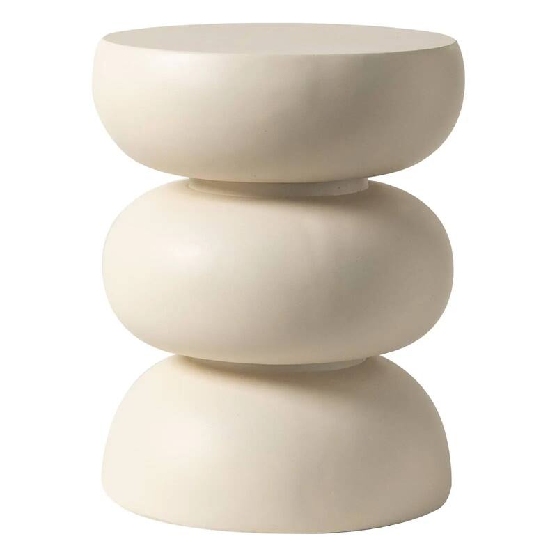 Sonia 13" Round Fiberstone Side Table with Three-Tier Design and Powder-Coated Finish