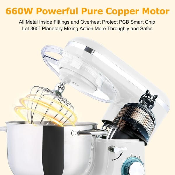 Electric Mixer, 6+P Speed 660W TiltHead Kitchen Stand Mixers with