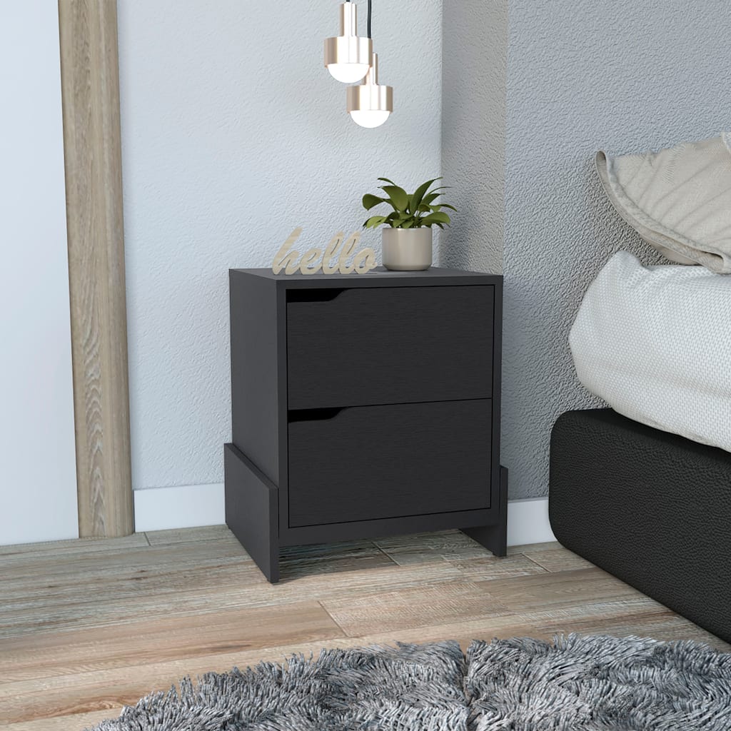 Modern Nightstand with 2 Drawers, Spacious Storage & Sleek Design in White/Macadamia Finish