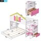 preview thumbnail 5 of 6, House Shaped Bed with Windows,Twin over Full House Bunk Bed with Pink Staircase and Drawer, Shelves Under the Staircase.
