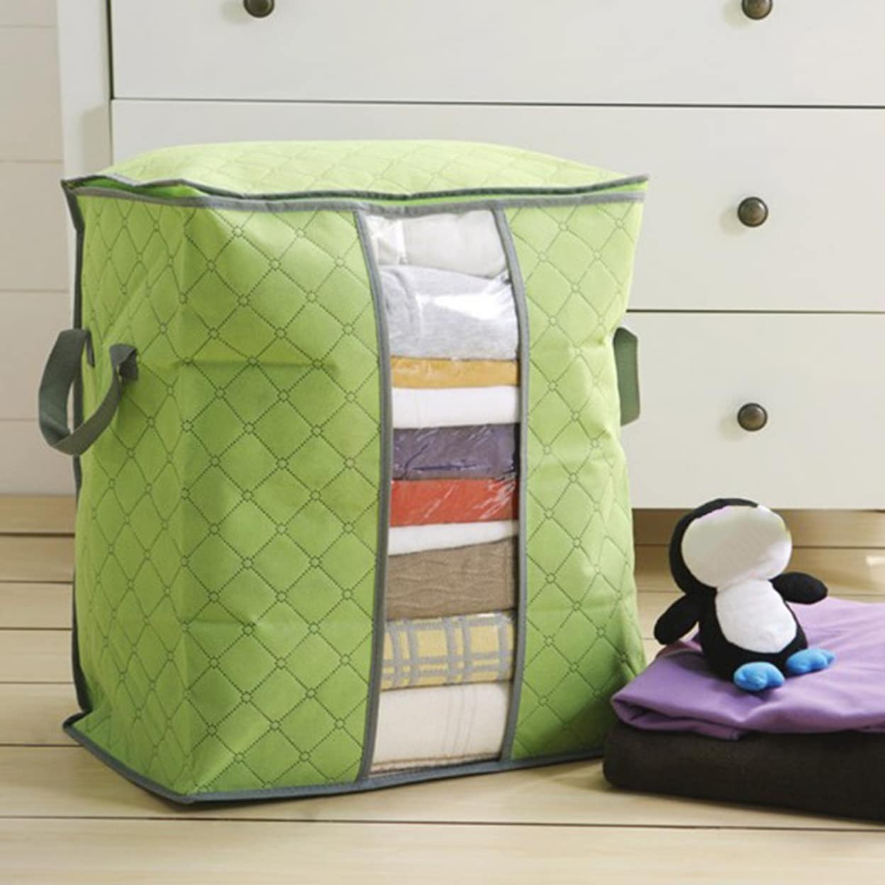 Plaid Pattern Quilt Storage Bag DirtProof Plastic Saving Space Blanket Storage  Bag For Dorm - no - Bed Bath & Beyond - 35191053