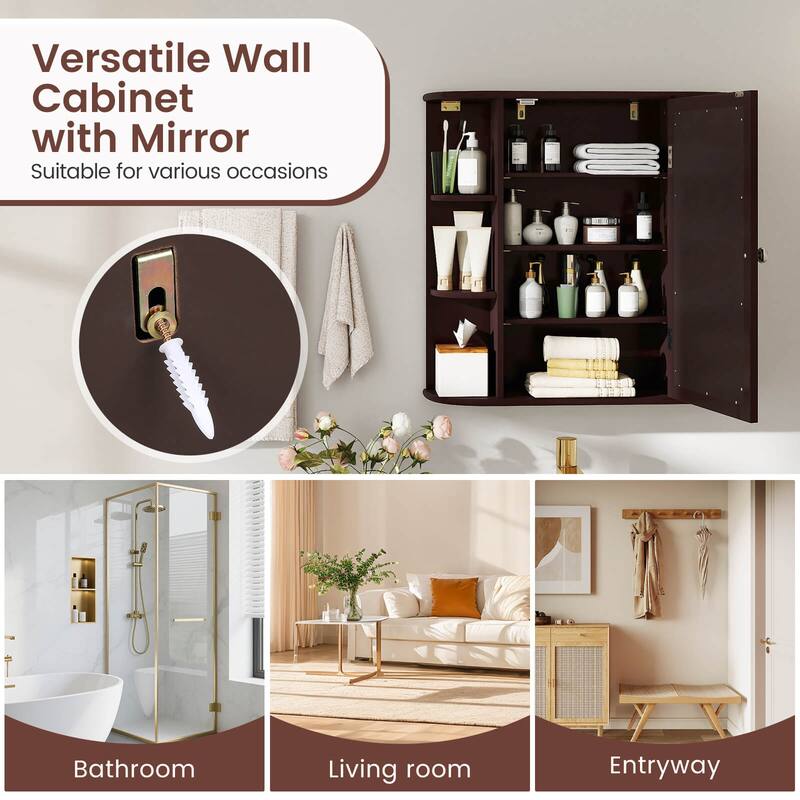 Costway Multipurpose Wall Surface Bathroom Storage Medicine Cabinet