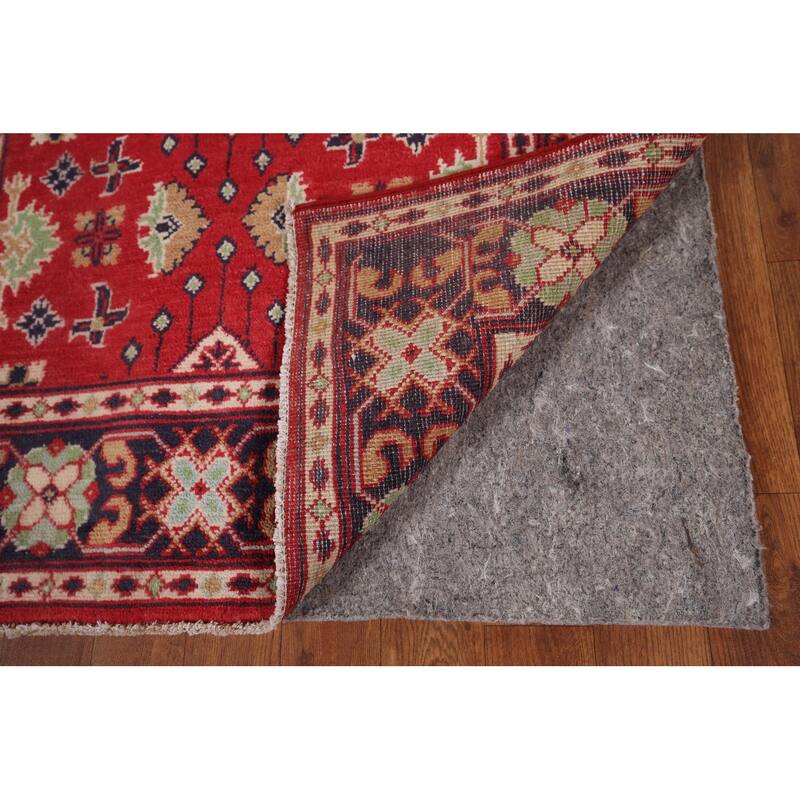 Geometric Red Kazak Oriental Foyer Rug Handmade Wool Carpet - 3'1" x 5'0"