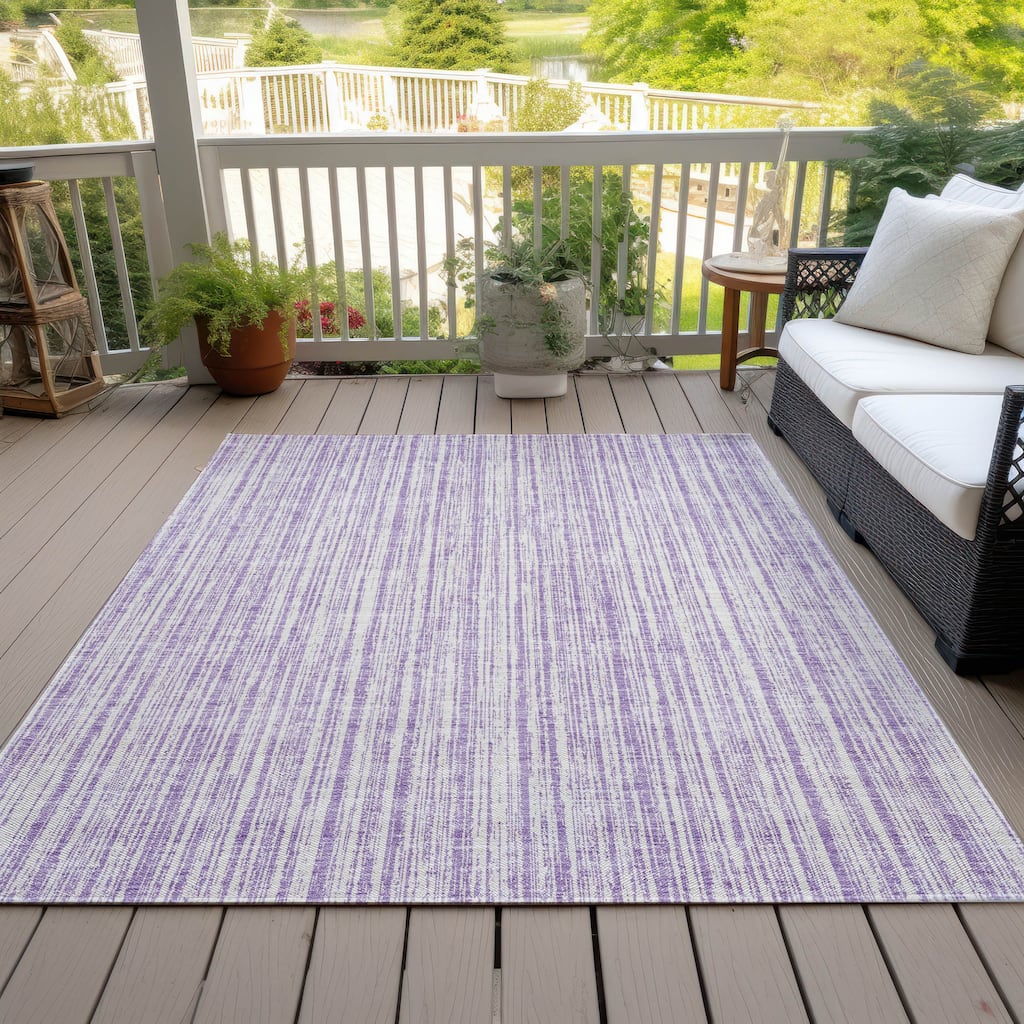 Machine Washable Indoor/ Outdoor Chantille Contemporary Striped Rug
