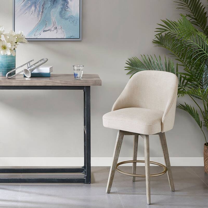 Madison Park Walsh Counter Stool With 360 degree Swivel Seat - Sand