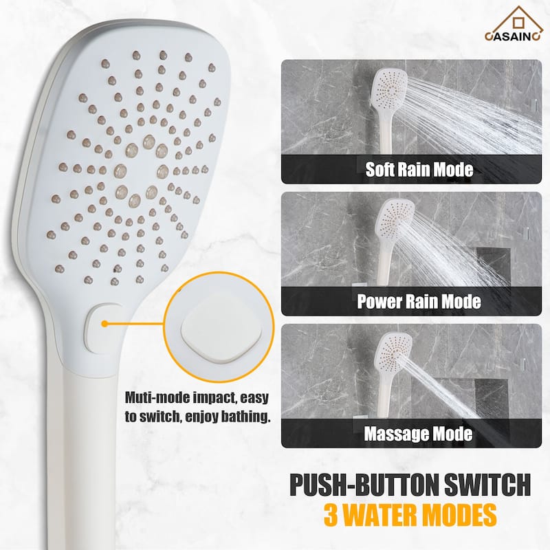 Luxury Thermostatic Shower System 5-Spray Patterns 16" Ceiling Mount Fixed and Handheld Shower Head - 15.7" x 15.7"