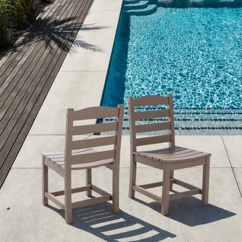 Armless Outdoor Chairs - HDPE Material Set of 2, Weather Resistant
