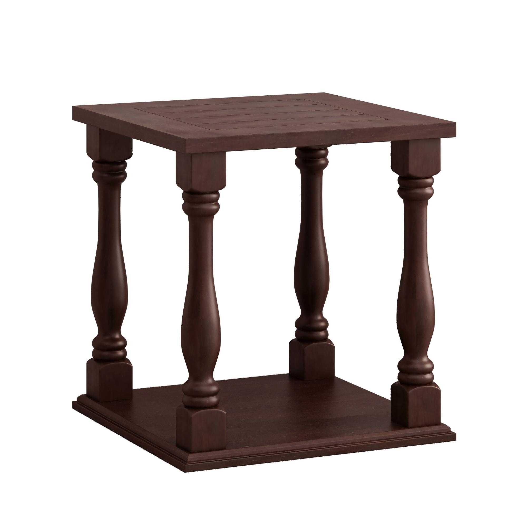 Antique Style Coffee Colored Side Table With Rubbed Finish
