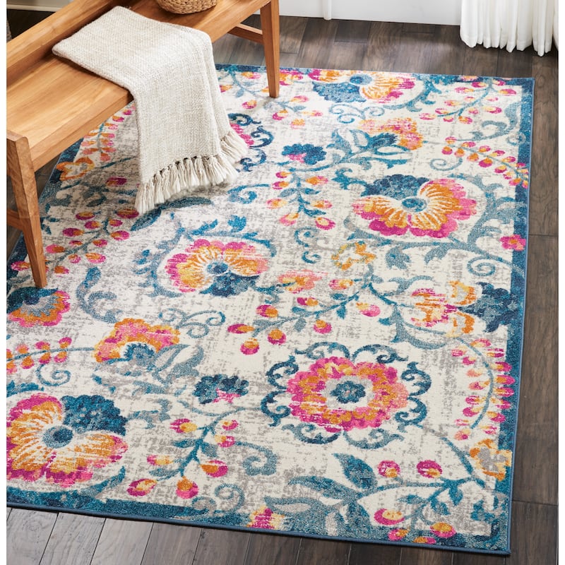 Nourison Passion Bohemian Farmhouse Area Rug - 5'3" x 7'3" - White/Multi - Rectangle