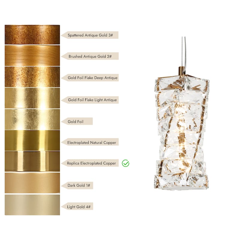Modern Glam Crystal 1-Light Chandelier Gold LED Pendant Lights Kitchen Island Lights for Dining Room - 4.7" L x 4.7" W x 10" H