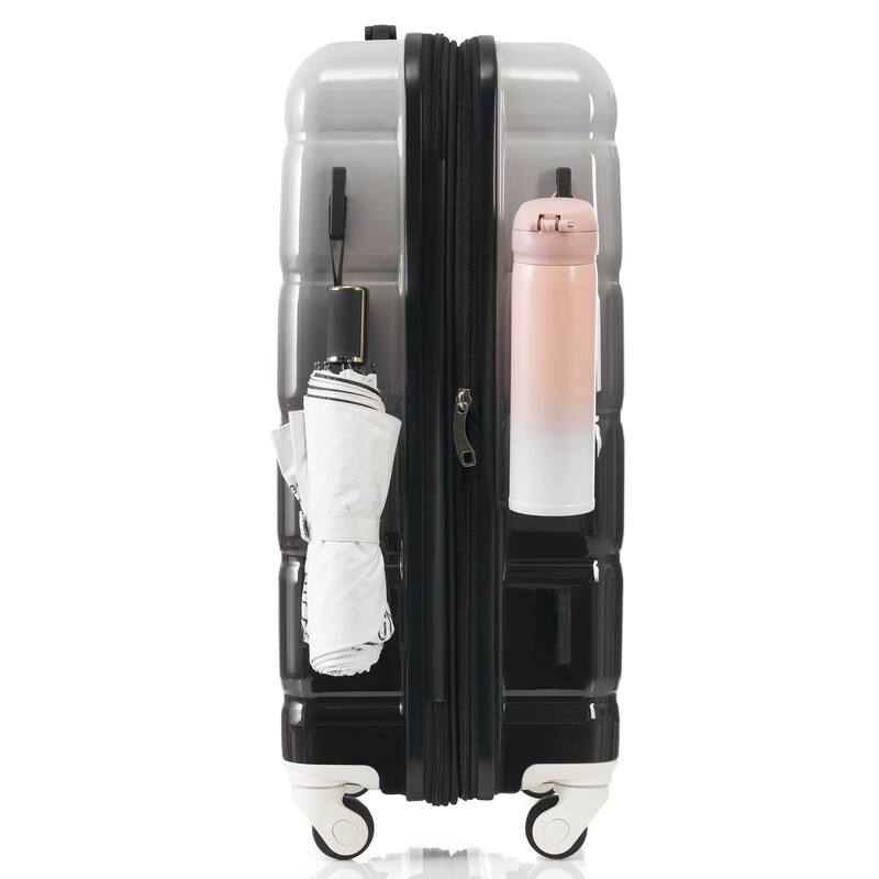 Luggage Set of 3, ABS+PC Hard Shell Carry-on Suitcases with Cup Holder and USB Port & Spinner Wheels, for Men Women Travel