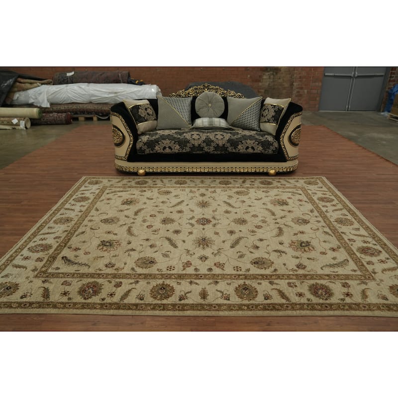 Hand Knotted Oriental 100% Wool Carpet Traditional Traditional Beige & Ivories Agra Area Rug - 10' 1'' X 7' 11''