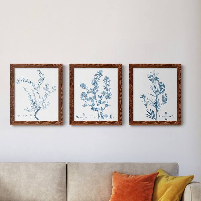 Antique Botanical in Blue VII-Premium Framed Canvas - Ready to Hang - Multi-Color