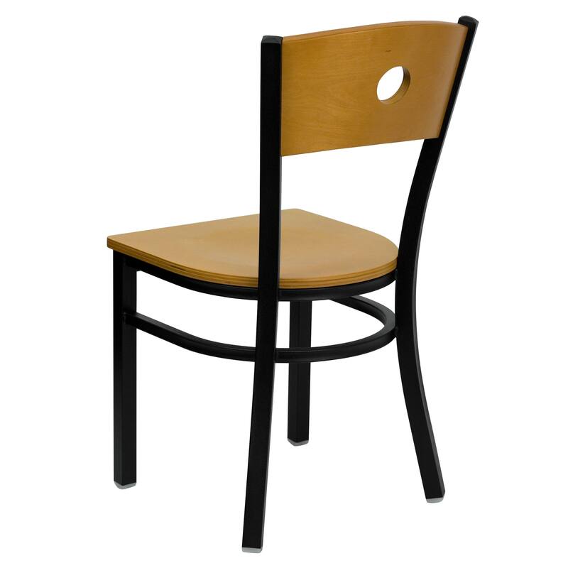 Black Circle Back Metal Restaurant Chair - 16.25"W x 21.5"D x 32.75"H